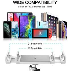 AboveTEK Ultra Long Arm Phone Stand – Portable Tablet Mount – 360 Angle Bracket & Wobble Free 42” Adjustable Metal Locking Arm Stand Transforms 4.5-13.5” Device into Hands Free Work & Media Centers