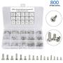 HanTof 800pcs 16 Kinds M1 M1.2 M1.4 M1.6 M1.7 Nickel-Plated Phillips Pan Head Small Screws,Micro Screws, Tiny Screws,Mini Machine Screw Assortment Kit Small Electronic Repair Screws