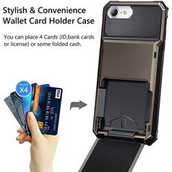 Vofolen for iPhone 6s Case iPhone 8 Wallet iPhone SE 2020 Case Credit Card Holder ID Slot Pocket Dual Layer Protective Bumper Rugged TPU Rubber Armor Hard Shell Cover for iPhone 6 6s 7 8 SE2 Gun Color
