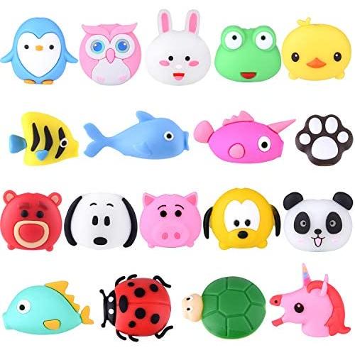 TUPARKA 18 Pcs Cable Protector for iPhone/ipad USB Lightning Cable, Plastic Cute Fish Unicorn Animals Charging Cable Saver, Phone Accessory Protect USB Charger
