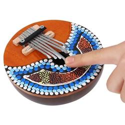 VGEBY1 7 Key Tuneable Coconut Shell Mbira Portable Kalimba Adjustable Finger Thumb Piano Musical Instrument (Random Pattern)