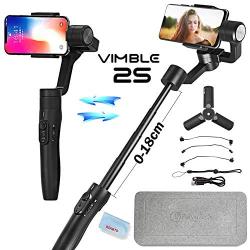 FeiyuTech Vimble 2S 3-Axis Smartphone Gimbal Stabilizer(Vimble 2 Updated) Compatible with iPhone 11 X 8 7/Samsung Note 8 Note7 with18 cm Extendable Handheld, Object Tracking,Time-Lapse (Black)