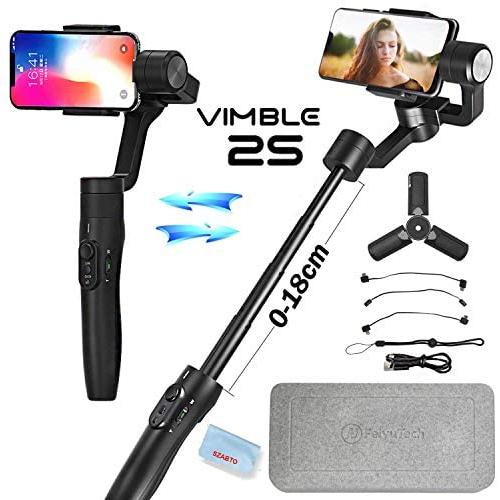 FeiyuTech Vimble 2S 3-Axis Smartphone Gimbal Stabilizer(Vimble 2 Updated) Compatible with iPhone 11 X 8 7/Samsung Note 8 Note7 with18 cm Extendable Handheld, Object Tracking,Time-Lapse (Black)