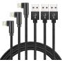 MFi Certified 3 Pack 6FT Super Fast 2.4A Current Nylon Braided Cable 90 Degree Charging Cord Compatible with iPhone 11/ Pro/Xs/Max/XR/X/8/8Plus/7/7Plus/6S/6S Plus/SE/iPad/Nan More (Black, 6FT)