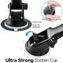 Suction Cup Magnetic Phone Car Mount with Quick Extendable Telescopic Arm, Industrial-Strength Suction Cup, 6 Strong Magnets, 3 Metal Plates, Dashboard Windshield Holder for All iPhone Cell Phone