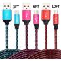 Micro USB Cable,Bynccea 3 Pack [3FT 6FT 10FT] Android Charging Cable Nylon Braided Cell Phone Charger Android Compatible with Samsung S6 S7 Edge J3 J7,LG,HTC,Motorola,Sony,Xbox One,PS4(Multi-Colored)