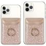 TOPWOOZU Phone Card Holder with Ring for Back of Phone,Adhesive Stick-on Credit Card Wallet Pocket for iPhone,Android and Smartphones (Pink)