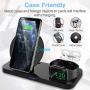 KKM Wireless Charger, 3 in1 Fast Wireless Charging Station, 10W Qi-Certified Charger Stand for iPhone SE 2020, Apple Watch, AirPods/Pro, Samsung Galaxy Note 20/Note 20 Ultra, LG, Google Pixel, OnePlus