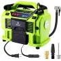 Air Compressor Tire Inflator 12V DC Portable Auto Tire Pump with Digital Display Shut Off Feature Durable and Reliable Tire Air Pump for Car Bicycle Balls Swimming Rings Toy (DC and AC Version, Green)