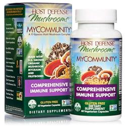 Host Defense, MyCommunity Capsules, Advanced Immune Support, Mushroom Supplement with Lion’s Mane, Reishi, Vegan, Organic, 60 Capsules (30 Servings)