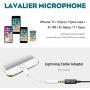 PoP voice Upgraded Lavalier Lapel Microphone, Omnidirectional Condenser Mic for Apple iPhone iPad Mac Android Smartphones, Youtube, Interview, Studio, Video, Recording,Noise Cancelling Mic