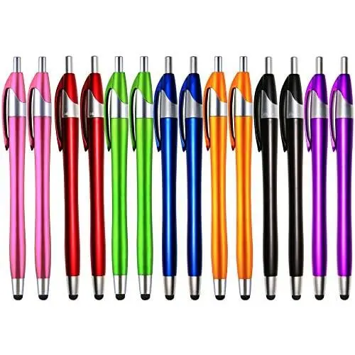 SKOLOO Electronic Screen Touch Stylus, Pack of 14, 2-in-1 Click Ball Pen, Ballpoint Pen and Slim Stylus for Universal Tablet Smartphone, Multi-Colored SKOLOO Electronic Screen Touch Stylus, Pack of 14, 2-in-1 Click Ball Pen, Ballpoint Pen and Slim Stylus for Universal Tablet Smartphone, Multi-Colored