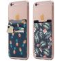 (Two) Stretchy Cell Phone Stick On Wallet Card Holder Phone Pocket for iPhone, Android and All Smartphones. (Pineapple&Palm)