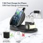 Wireless Charger, QI-EU 3 in 1 Fast Charging Station Compatible with Apple Watch and AirPods Pro, Qi-Certified Wireless Charging Stand for iPhone 11/11pro/11pro Max/X/XS/XR/Xs Max/8/8 Plus