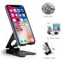 Adjustable Tablet Stand, Foldable Cell Phone Stand Holder Dock, Aluminum Universal Desk Stand Fit for iPhone,iPad,Tablet Display, Desktop Holder for Kindle Fire,Nitendo Switch,All Mobile Phone, Black