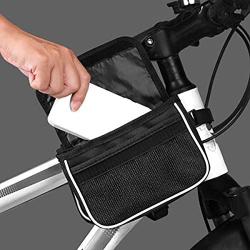 MARXIAO Touch Screen Mountain Bike Front Beam Bag, Waterproof Saddle Bag Tube Bag Mobile Phone Bag Riding Equipment Accessories