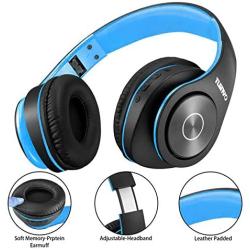 Bluetooth Headphones Wireless,Tuinyo Over Ear Stereo Wireless Headset 35H Playtime with deep bass, Soft Memory-Protein Earmuffs, Built-in Mic Wired Mode PC/Cell Phones/TV-Black/Blue