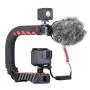 U Grip Pro Camera Stabilizer Handle Grip w 3 Shoe Mounts, Universal Video Action Stabilizing Handle Grip Compatible w Canon Nikon Sony DSLR Camera GoPro 8 7 6 5 iPhone 11 Pro Max Samsung OnePlus 7