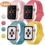 QIENGO 4 Pack Sport Bands Compatible with Apple Watch Band 38mm 40mm 42mm 44mm, Soft Silicone Replacement Band Compatible with iWatch Series 5/4/3/2/1
