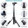 Selfie Stick Tripod Bluetooth, LATZZ 45 Inch Phone Tripod, Extendable iPhone Stand Tripod with Wireless Remote Shutter Compatible iPhone 11Pro/Xs MAX/XR/X/8/8P/7/7P/6/6P/Galaxy Note 8/S10/S9+/S9, More