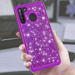 Cbus Wireless Sparkling Glitter Bling Phone Case Compatible with Samsung Galaxy A21 (Purple)