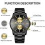 GOLDEN HOUR Mens Watches with Black/Silver Stainless Steel and Metal Casual Waterproof Chronograph Quartz Watch, Auto Date in Colorful Hands