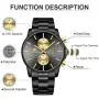 GOLDEN HOUR Mens Watches with Black/Silver Stainless Steel and Metal Casual Waterproof Chronograph Quartz Watch, Auto Date in Colorful Hands