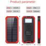 Portable Charger Power Bank 15000mAh, Elzle Solar Charger, Solar Power Bank Battery Pack, High-Speed Charging Solar Phone Charger for iPhone, Samsung and More. (Red)