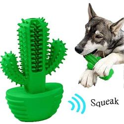 JUKOO Cactus Shaped Dog Chew Toys for Aggressive chewers, Dog Dental Care Brushing Stick, Milk Scent Natural Rubber Dog Chew Toothbrush for Puppy Small Medium Big Dog(Green)