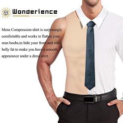 Wonderience Compression Shirts for Men Undershirts Slimming Body Shaper Waist Trainer Tank Top Vest with Zipper