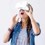 DESTEK V5 VR Headset, 110°FOV Anti-Blue Light Eye Protected HD Virtual Reality Headset w/Bluetooth Controller for iPhone 11/Pro/X/XR/Max,for Samsung S20/Note 10/9/Plus,Phones w/5.5-6.8in Screen White