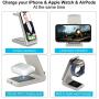 Quezqa Wireless Charging Stand – 3 in 1 Fast Wireless Charger – Qi Charging Station Dock Compatible with AirPods Pro Apple Watch Series 5 4 3 2 iPhone 11 Pro Max Xs X Xr 8(with QC 3.0 Adapter)