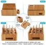 Bamboo Charging Station Organizer for Multiple Devices, Desktop Docking Stations Holder for Cell Phone, Tablet, iWatch, Airpod Charge Stand (Included Watch & Airpod Stand, 5 Cable) (➤No USB Charger)