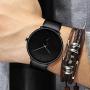 Mens Watches Ultra-Thin Minimalist Waterproof-Fashion Wrist Watch for Men Unisex Dress with Leather Band