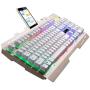 Satisfy your comfortable and healthy life ZGB G700 104 Keys USB Wired Mechanical Feel RGB Backlight Metal Panel Suspension Gaming Keyboard with Phone Holder,For E-sports mechanical game keyboard(Black