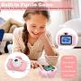 JERICETOY Kids Camera 1080P HD Digital Video Camera Best for Kids, Mini Children Camera Toys Funny Photo Frames Classic Puzzle Games，Safety Material Cartoon Camera Include 16G Memory Card(Pink)