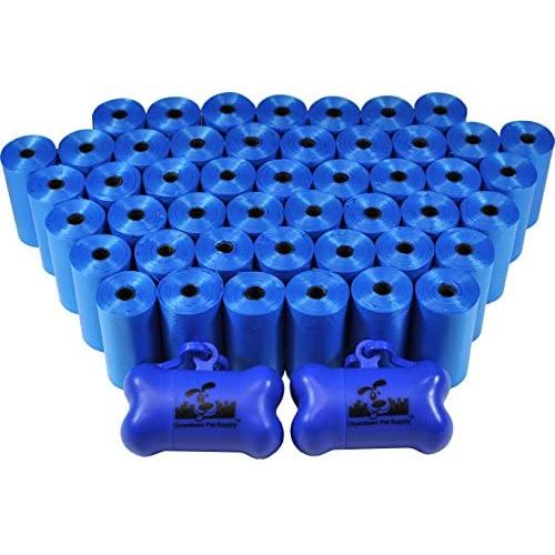 Downtown Pet Supply Dog Pet Waste Poop Bags with 2 Leash Clips and Dispensers (Bags: 520, 740, 1000, or 2200, Colors: Rainbow, Rainbow with Paw Prints, Blue, Black, Black Paw Prints, Pink, Purple)