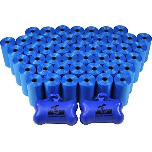 Downtown Pet Supply Dog Pet Waste Poop Bags with 2 Leash Clips and Dispensers (Bags: 520, 740, 1000, or 2200, Colors: Rainbow, Rainbow with Paw Prints, Blue, Black, Black Paw Prints, Pink, Purple)