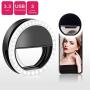 Cell Phone Selfie Ring Light for iPhone Rechargeable Clip On Led O Ring Light for Laptop Tablet Camera Mini Halo Circle Fill Light for Makeup Photography Video Live Stream,3 Level Brightness,Black