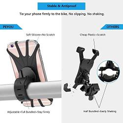 PEYOU Bike Phone Mount Holder,Universal Adjustable 360°Rotation Silicone Bicycle GPS Units Holder,Motorcycle Handlebar Mount fits for iPhone 11 Pro Max/XR/XS Max/8/7/6s,Galaxy S9/S8,4.0-6.5inches