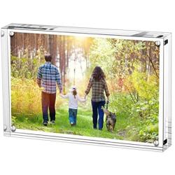 Boxalls 3.5x5 Inches Acrylic Picture Frames, Desktop Frameless Photo Frames with Magnetic, Double Sided Transparent