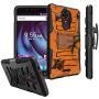 Untouchble Case for [T-Mobile REVVL Plus Case, REVVL Plus Case] Heavy Duty Shell with Kickstand Rotating Heavy Duty Holster Belt - Orange Tree Camo