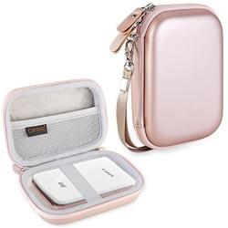 Canboc Hard Carrying Case for Canon Ivy Mobile Mini CLIQ CLIQ+ Instant Camera Printer Wireless Bluetooth Portable Smartphone Photo Printer, Mesh Pocket fit Zink Photo Paper and USB Cable, Rose Gold