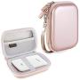 Canboc Hard Carrying Case for Canon Ivy Mobile Mini CLIQ CLIQ+ Instant Camera Printer Wireless Bluetooth Portable Smartphone Photo Printer, Mesh Pocket fit Zink Photo Paper and USB Cable, Rose Gold