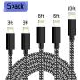 iPhone Charger,MFi Certified Lightning Cable PLmuzsz 5 Pack(3 3 6 6 10ft) Durable High-Speed Charger Nylon Braided Cord Compatible iPhone Xs/Max/XR/X/8/8Plus/7/7Plus/6S/6S Plus/SE/iPad/Nan White&Black