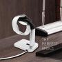 Macally Apple Watch Stand Holder - The Perfect Nightstand iWatch Charging Dock Station - Compatible with Smartwatch Series 5, Series 4, Series 3, Series 2, Series 1 (44mm, 42mm, 40mm, 38mm) (Silver)