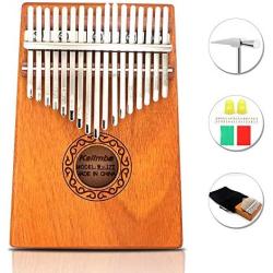 GUNAI Kalimba 17 Keys Thumb Piano Portable Thumb Finger Piano Mahogany Marimba Instrument with Tuning Hammer and 7 Accessories for Music Lover Beginners