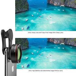 Phone Camera Lens for iPhone and Android, Wide Angle & Macro Lens (Screwed Together) Cell Phone Lens for iPhone X XR XS Max 8 7 6S Plus Samsung S9 S8 and Android Phone (New Black)