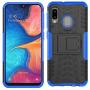 ComoUSA Designed for Galaxy A10e Case with 9H Tempered Full Glass Screen Protector, Shockproof Slim Protective with Kickstand Hard Phone Cover for Samsung Galaxy A10e Phone (Blue)