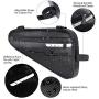 Bike Frame Bag, Waterproof Front Tube Triangle Pack Mountain Road Bicycle Storage Pouch, Bike Handlebar Bag with Reflective Strip for Cell Phone, Wallet, Repair Tool, Cycling Accessories (Black, 3L)